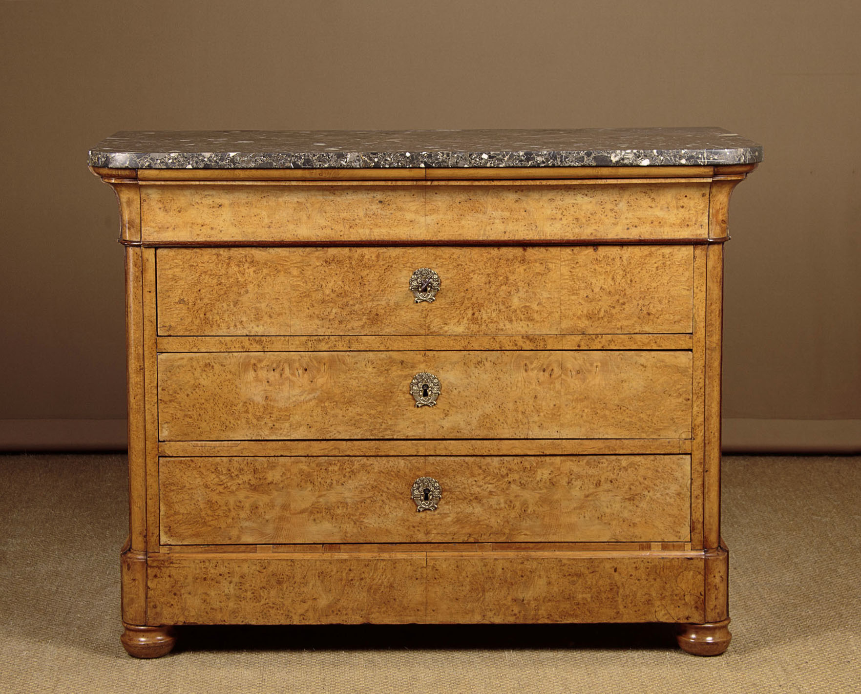 Pale Burr Elm & Marble Top Commode c.1850 - Collinge Antiques