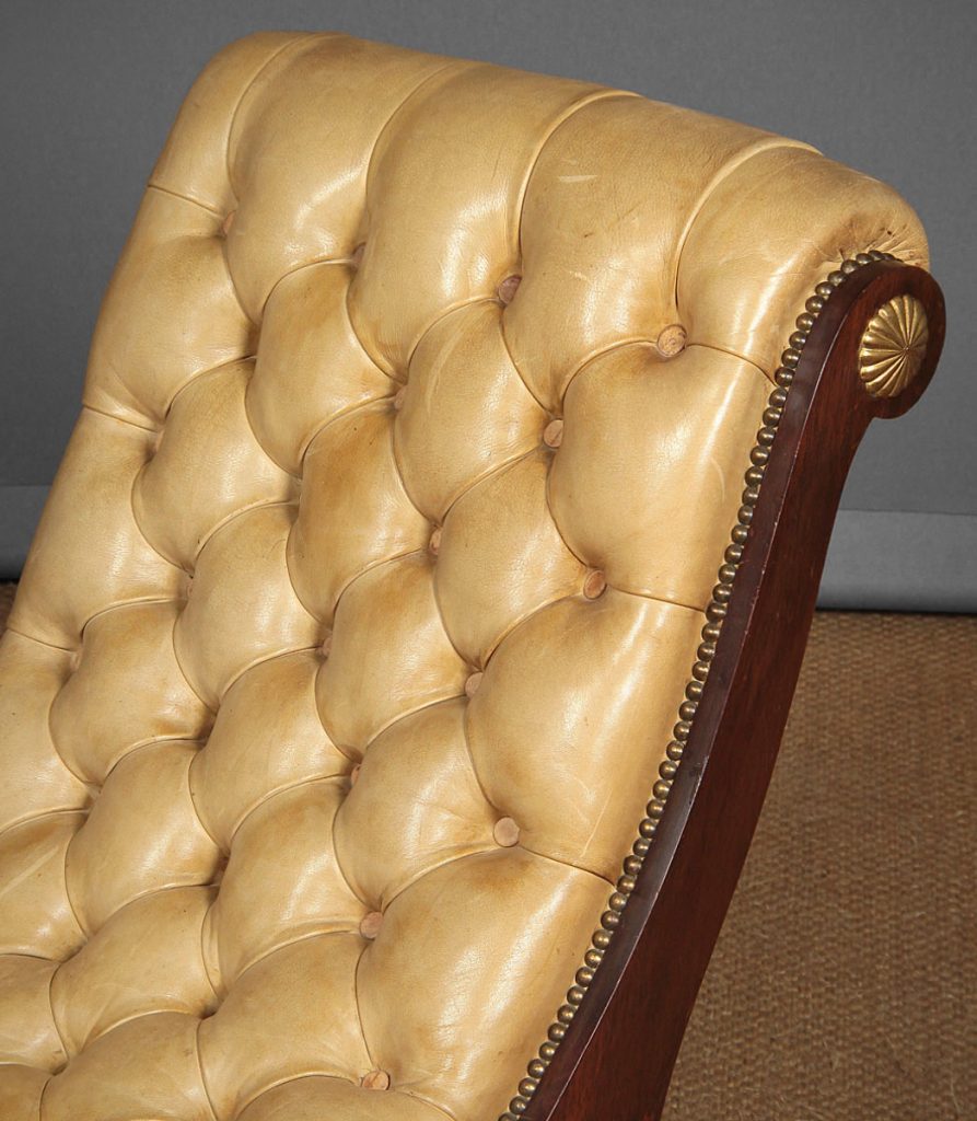 Pair of Buttoned Leather Slipper Rocking Chairs c.1960 Collinge Antiques