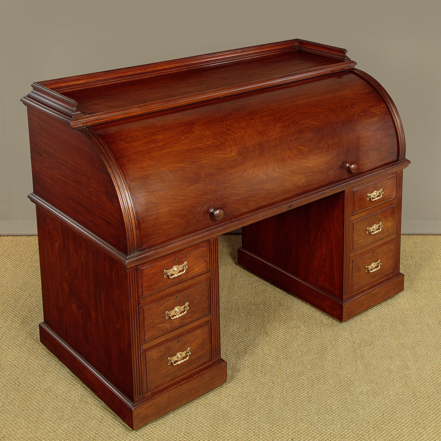 Large Walnut Cylinder Desk by Maple & Co. c.1890 - Collinge Antiques